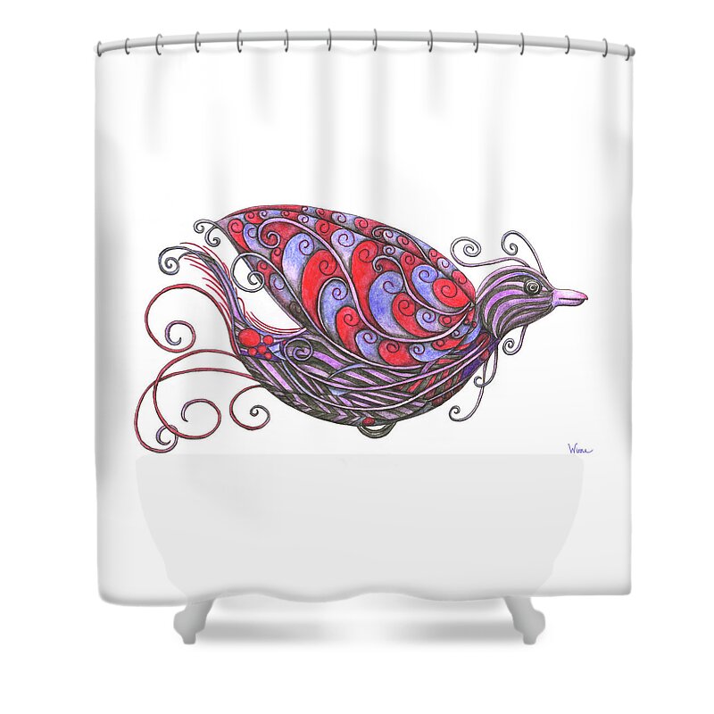 Lise Winne Shower Curtain featuring the painting Exotic Bird V by Lise Winne
