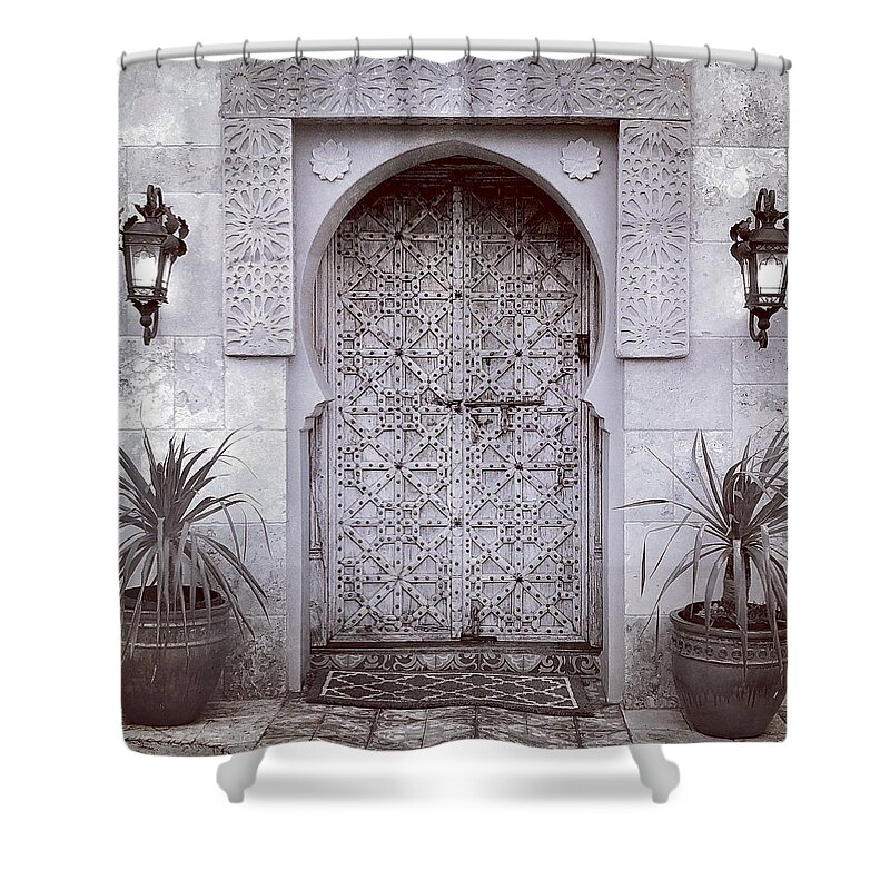 India Shower Curtain featuring the digital art Exotic Door by Kevyn Bashore
