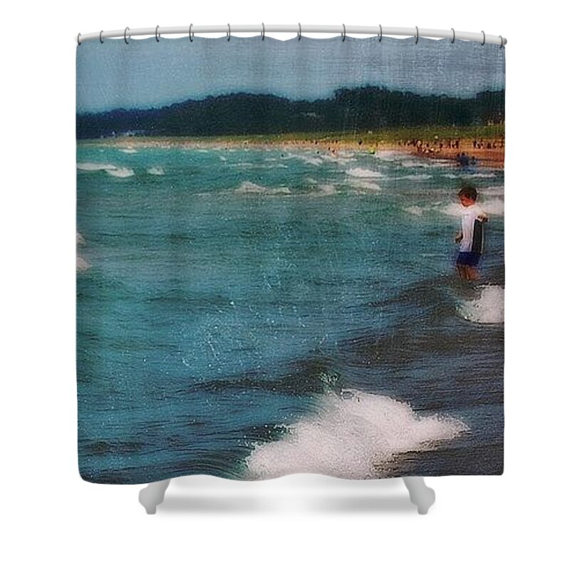  Shower Curtain featuring the photograph Exploring the Beach by Kim Blaylock