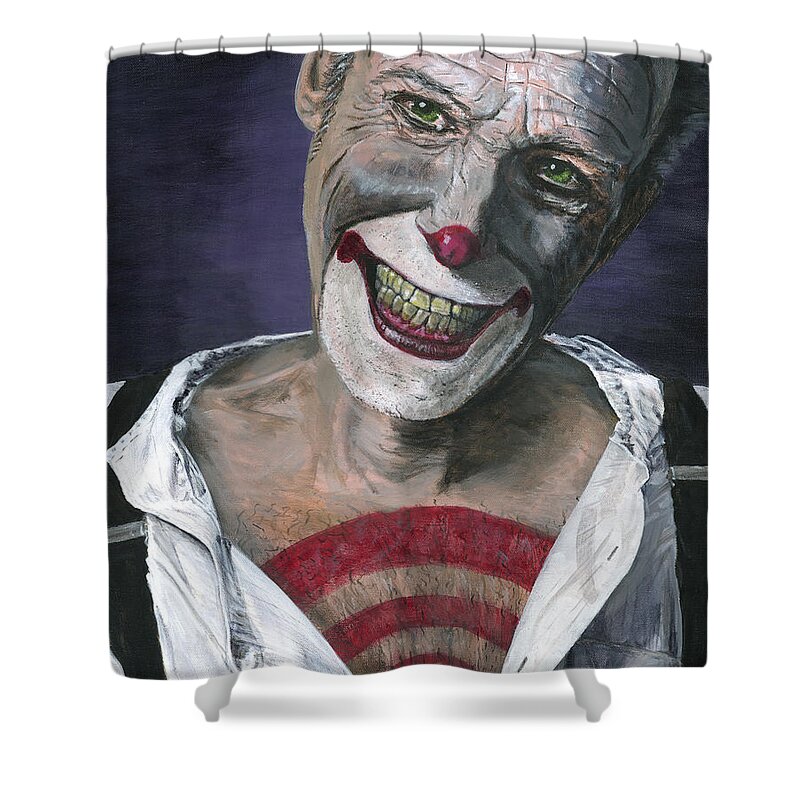 Clown Shower Curtain featuring the painting Exposed by Matthew Mezo
