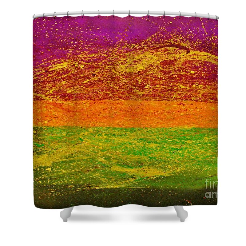 Abstract Shower Curtain featuring the painting Express Yourself by Catalina Walker