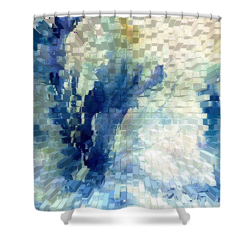 Abstract Shower Curtain featuring the painting Extrude by Steve Karol