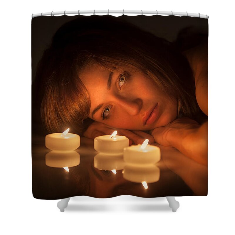People Shower Curtain featuring the photograph Eye and Flames by Rikk Flohr