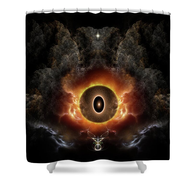 Eye Of Chaos Shower Curtain featuring the digital art Eye Of Chaos by Rolando Burbon