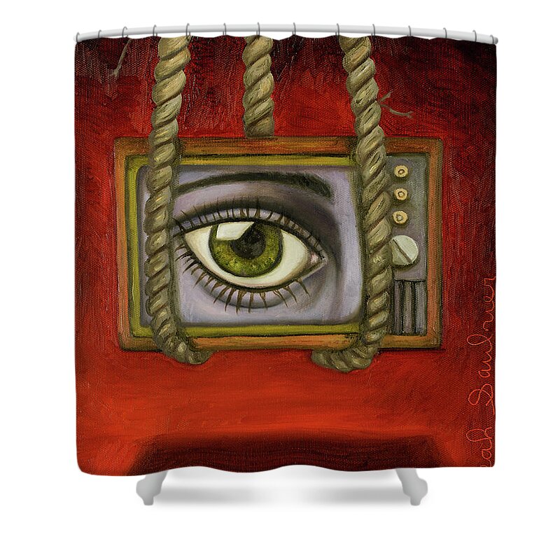 Eye Shower Curtain featuring the painting Eye Witness 2 by Leah Saulnier The Painting Maniac