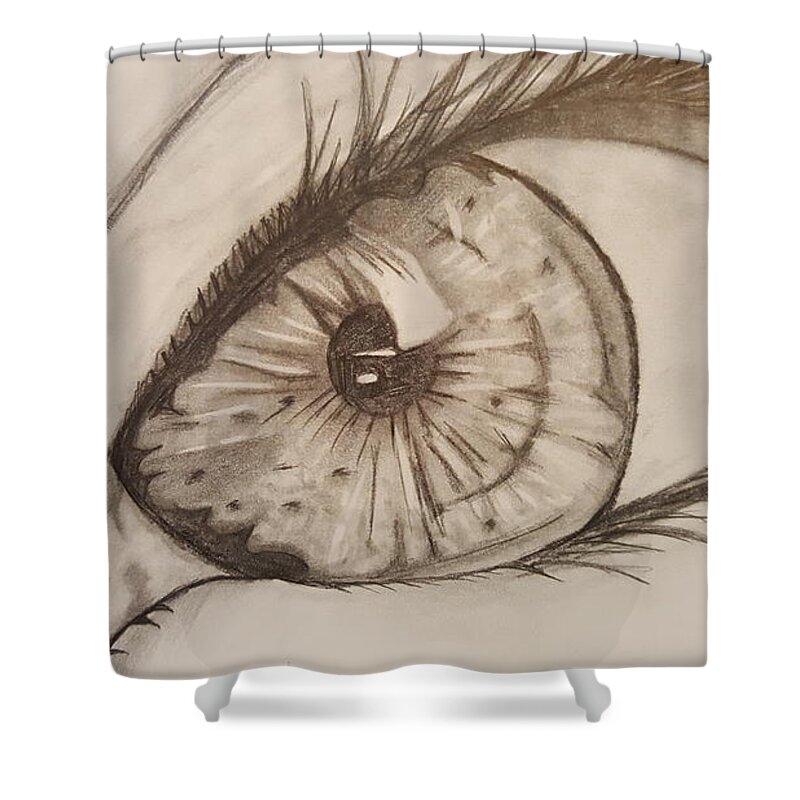  Shower Curtain featuring the drawing Eyeball 1 by Van Klein
