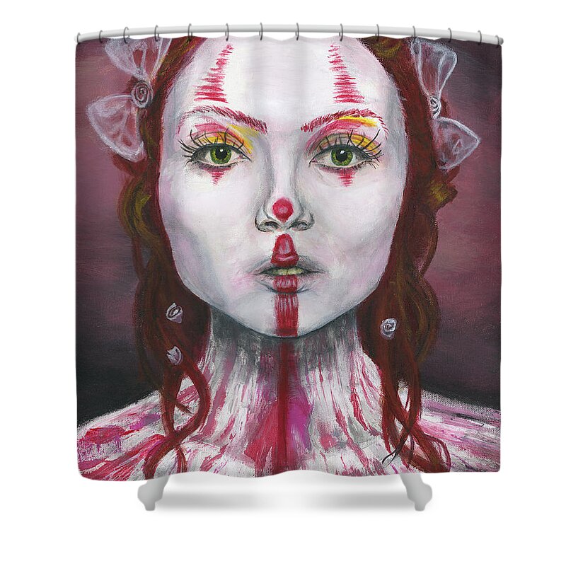 Clown Shower Curtain featuring the painting Eyes Open by Matthew Mezo