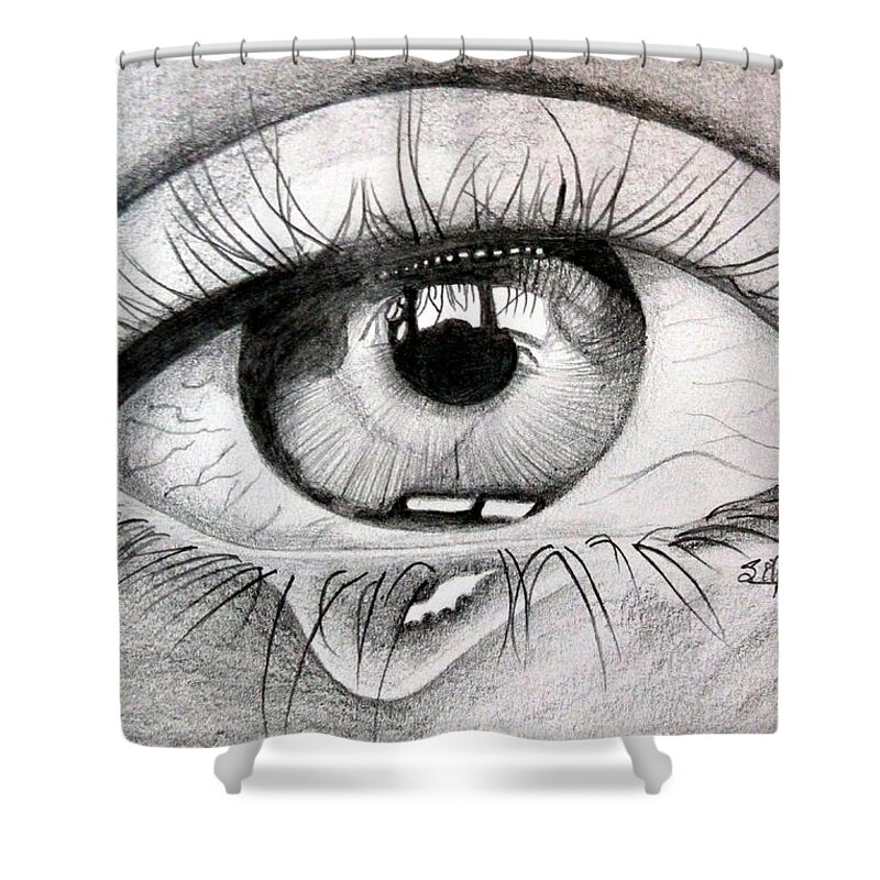 Eye Shower Curtain featuring the drawing Eyes by Silpa Saseendran