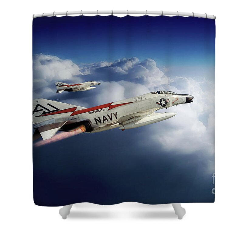 F-4 Shower Curtain featuring the digital art F-4 Phantom VF-74 by Airpower Art
