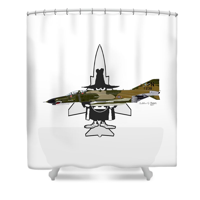Mcdonnell Douglas Shower Curtain featuring the digital art F-4E Phantom II Spook by Arthur Eggers