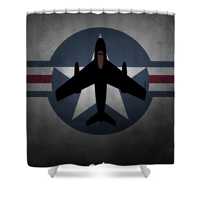 F86 Sabre Shower Curtain featuring the digital art F-86 Sabre USAF by Airpower Art