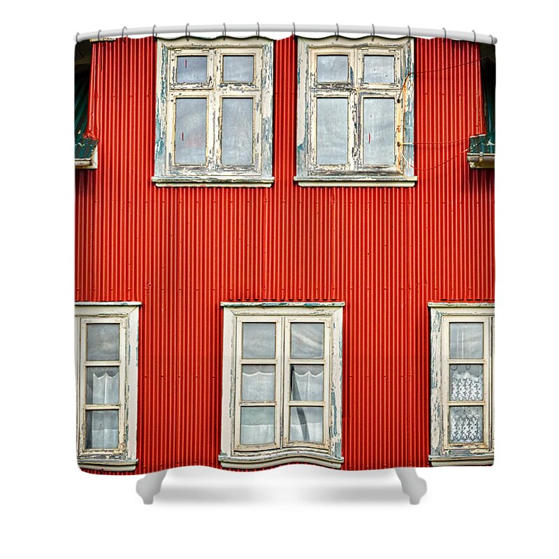 Architecture Shower Curtain featuring the photograph Facade and Windows - Iceland by Stuart Litoff