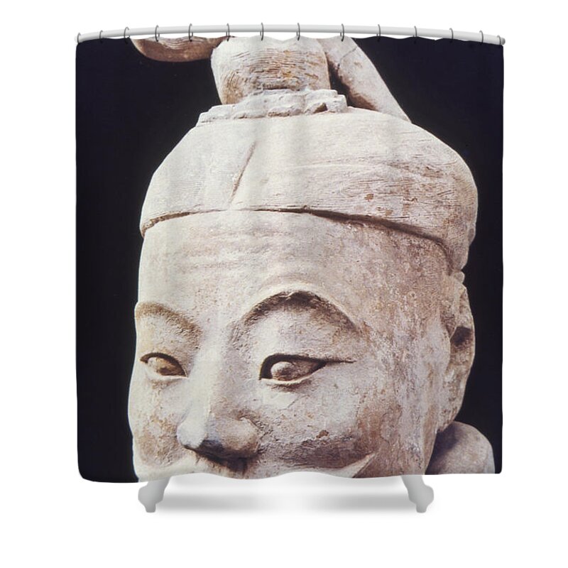 China Shower Curtain featuring the photograph Face of a Terracotta Warrior by Heiko Koehrer-Wagner