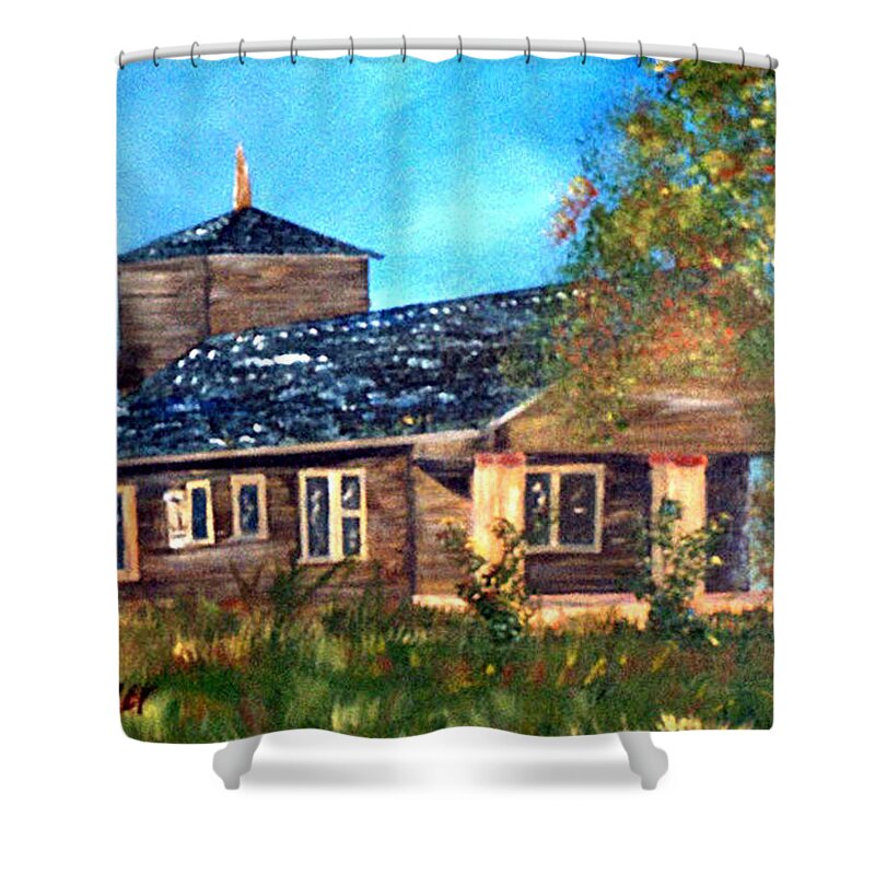 Old Houses & Buildings Prints Shower Curtain featuring the painting Faded Glory by Gail Daley