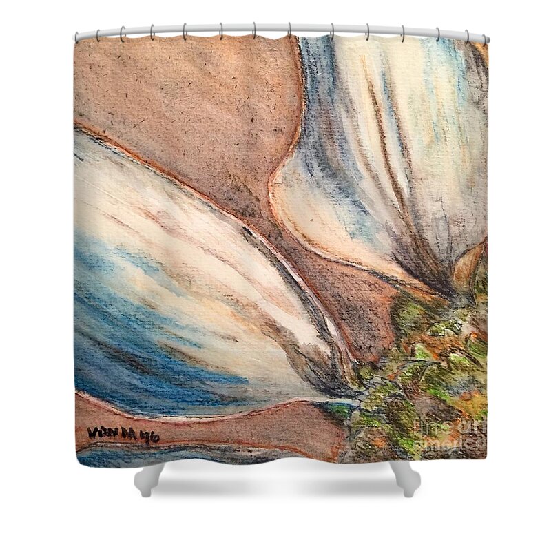 Macro Shower Curtain featuring the drawing Faded Glory by Vonda Lawson-Rosa