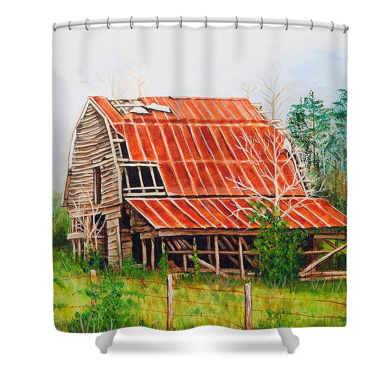 Barn Shower Curtain featuring the painting Fading Memories by Karl Wagner