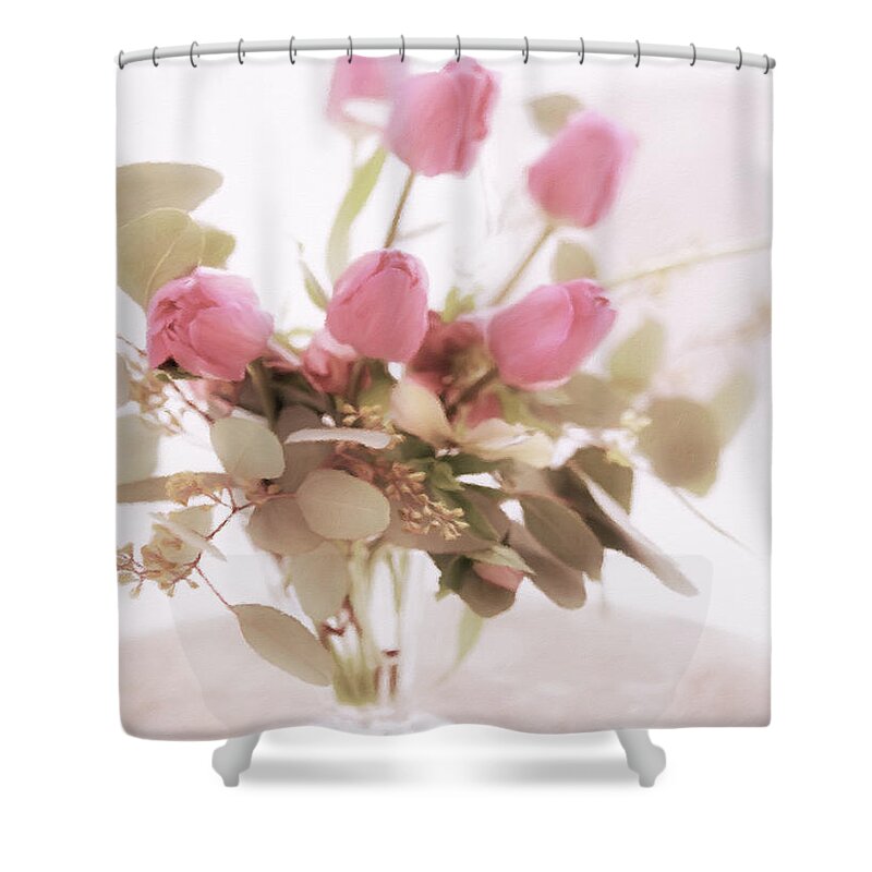 Fading Warmth Shower Curtain featuring the pastel Fading Warmth by Georgiana Romanovna