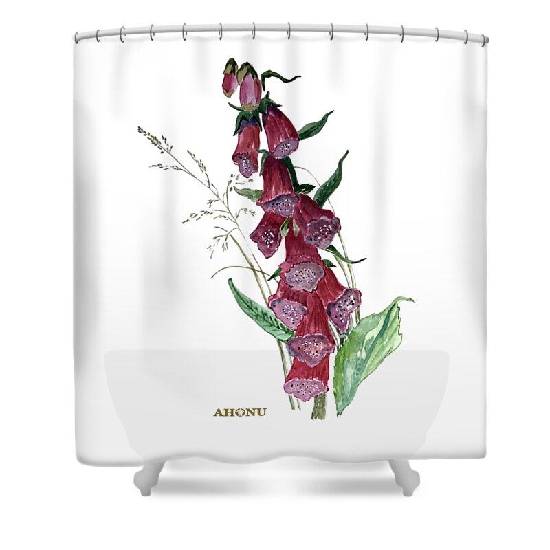 Foxglove Shower Curtain featuring the painting Fairy Bells by AHONU Aingeal Rose