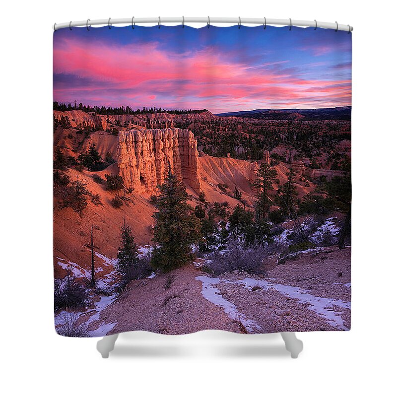 50s Shower Curtain featuring the photograph Fairyland loop Trail by Edgars Erglis