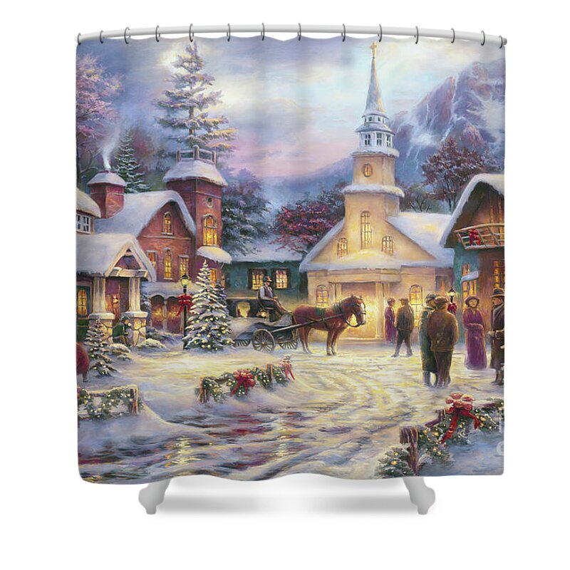 Christmas Shower Curtain featuring the painting Faith Runs Deep by Chuck Pinson