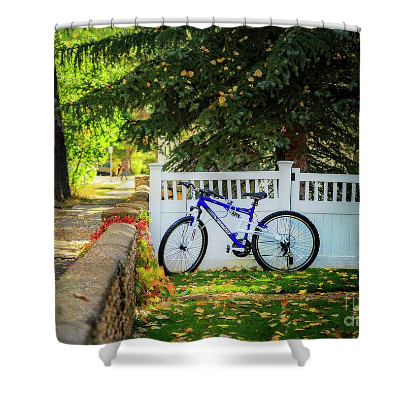 Wyoming Shower Curtain featuring the photograph Fall Bicycle of Laramie by Craig J Satterlee