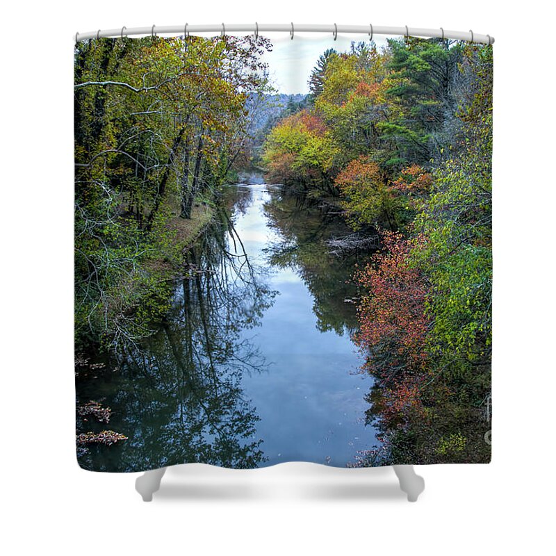 Fall Shower Curtain featuring the photograph Fall Colors along the Tallulah River by Barbara Bowen