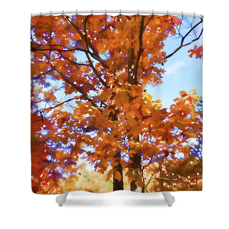 Fall Colors Looking Awesome Shower Curtain featuring the painting Fall Colors looking awesome by Jeelan Clark