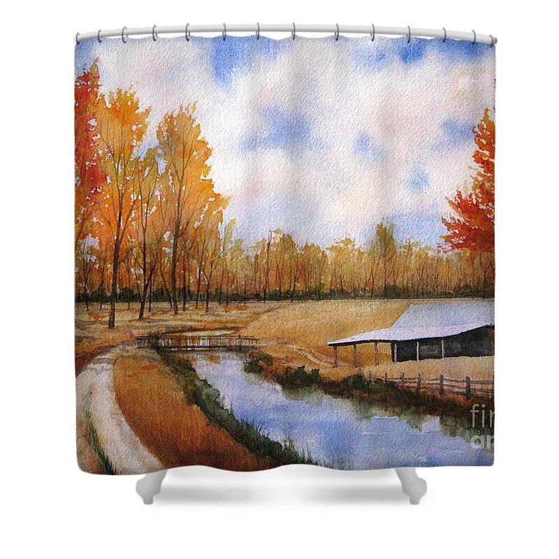 Landscape Shower Curtain featuring the painting Fall Colors by Shirley Braithwaite Hunt
