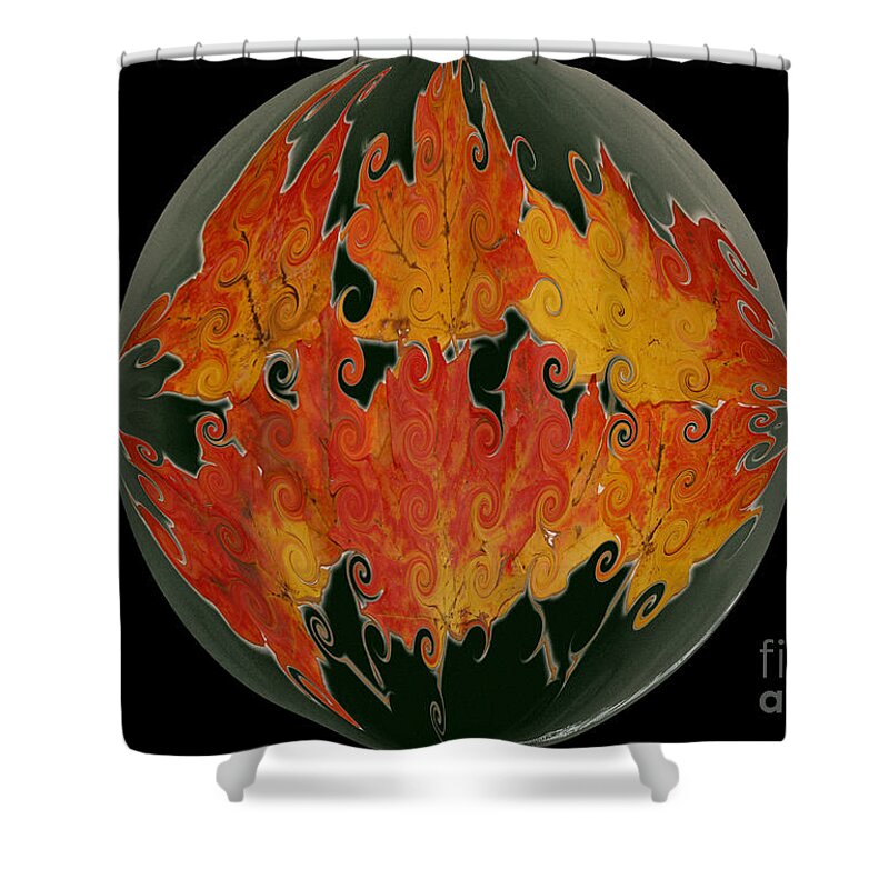 Fall Curlicues Leaves Shower Curtain featuring the photograph Fall Curlicues Leaves Orb by Wanda-Lynn Searles