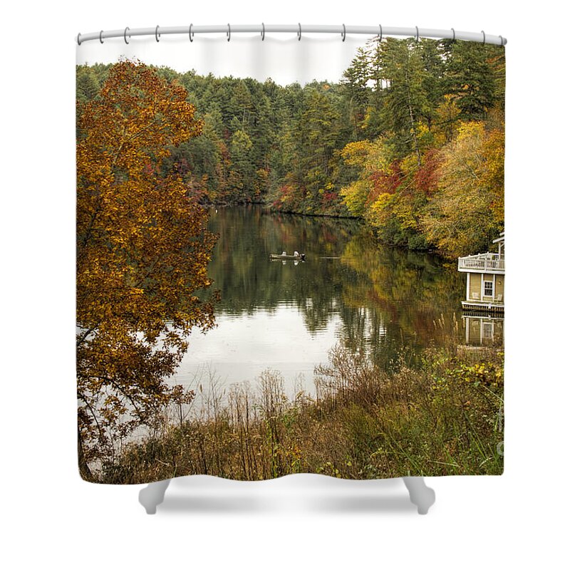 Fishing Shower Curtain featuring the photograph Fall Fishing by Barbara Bowen