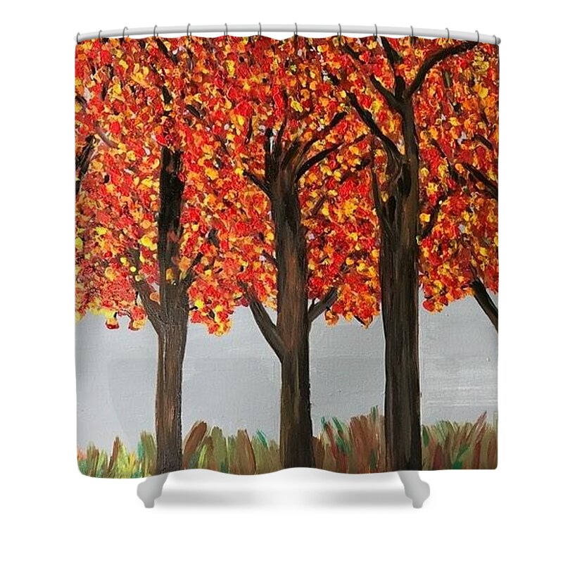 Fall Shower Curtain featuring the painting Fall leaves by Clare Ventura
