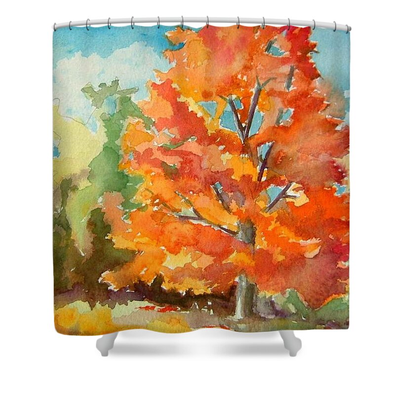 Fall Shower Curtain featuring the painting Fall maple by Saga Sabin