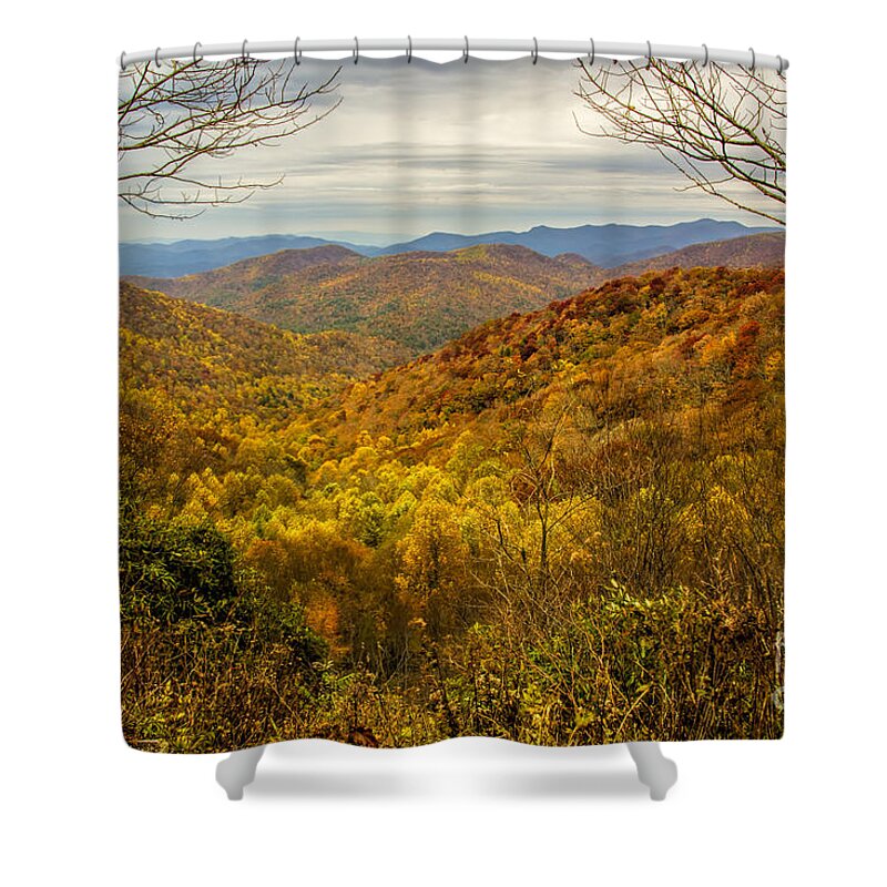 Fall Shower Curtain featuring the photograph Fall Mountain Overlook by Barbara Bowen