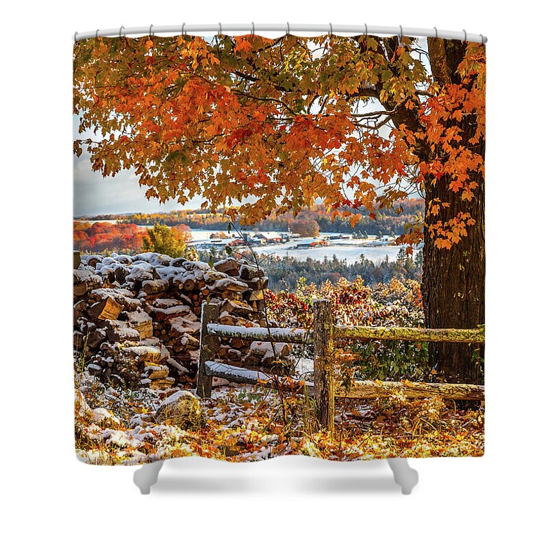 Vermont Shower Curtain featuring the photograph Classic Vermont Fall Scene by Tim Kirchoff