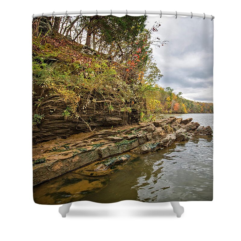 Fall Shower Curtain featuring the photograph Fall Shoreline by Alan Raasch