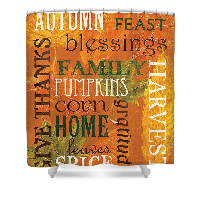 Fall Shower Curtain featuring the painting Fall Typography 1 by Debbie DeWitt