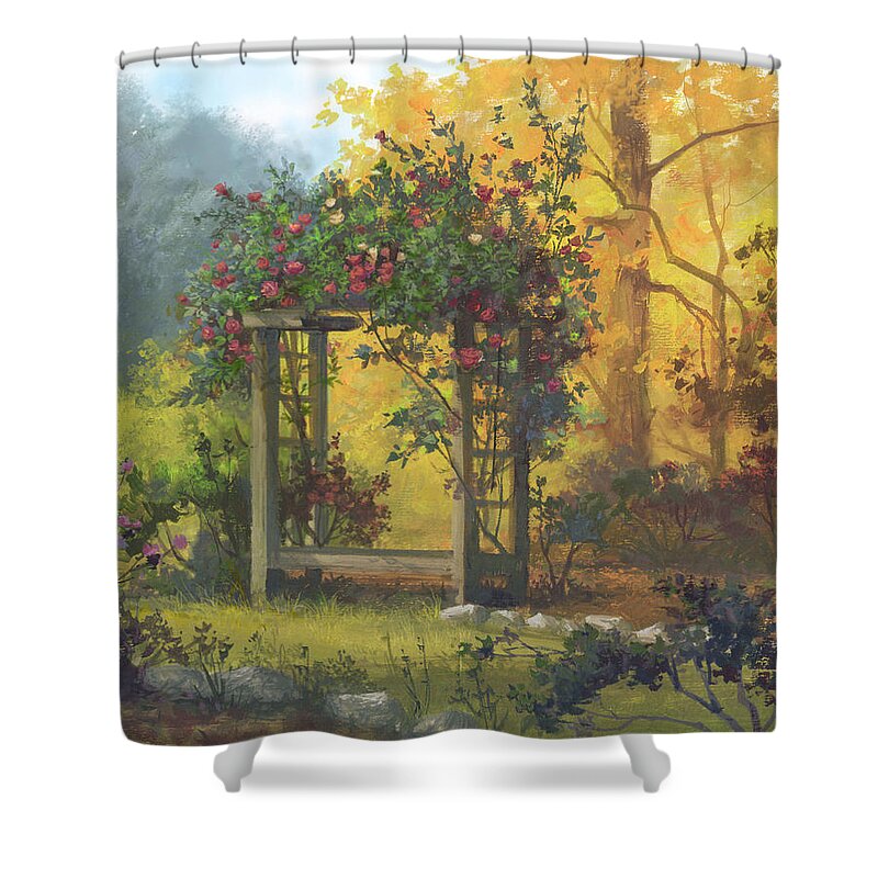 Michael Humphries Shower Curtain featuring the painting Fall Yellow by Michael Humphries
