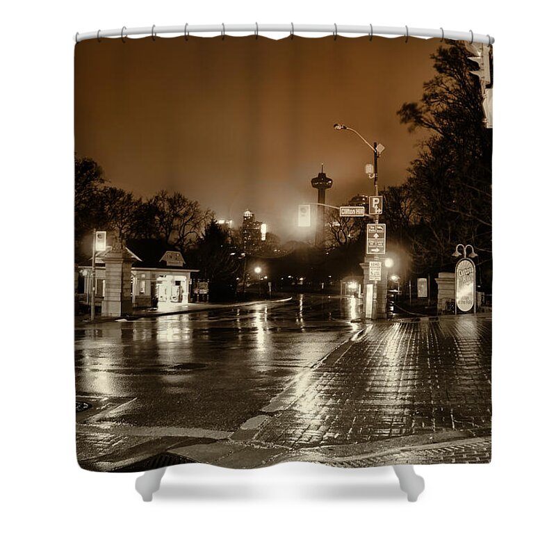 Falls Shower Curtain featuring the photograph Falls Avenue and Clifton Hill - Niagara Falls Ontario by Bill Cannon
