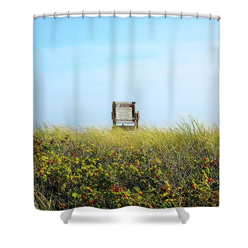 Falmouth Beach Shower Curtain featuring the photograph Falmouth Beach Open 9-5 by Madeline Ellis