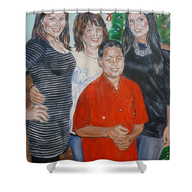 Girlfriend Shower Curtain featuring the painting Family portrait by Bryan Bustard