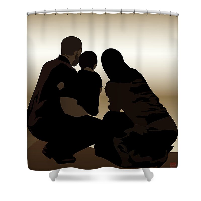 Family Shower Curtain featuring the digital art Print #2 by Scheme Of Things Graphics