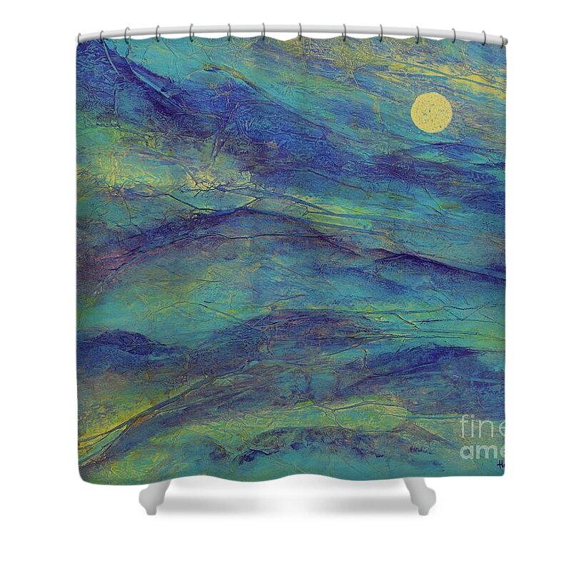 Hao Aiken Shower Curtain featuring the painting Fantasy Moon IV by Hao Aiken