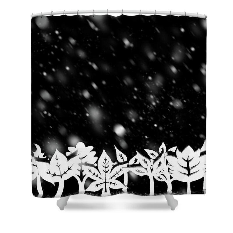 Christmas Shower Curtain featuring the photograph Fantasy winter snow tree line by Simon Bratt