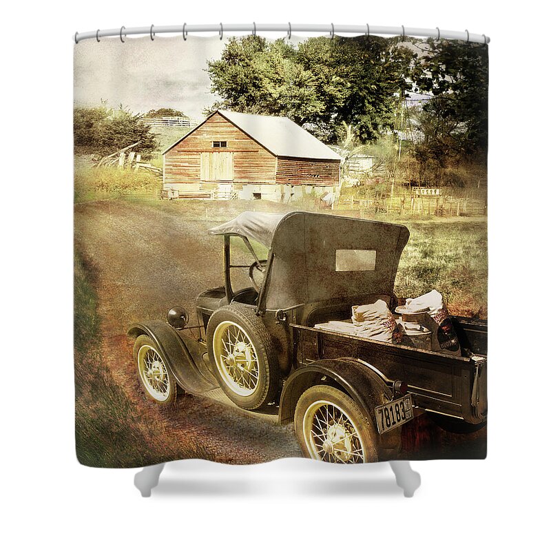 Cars Shower Curtain featuring the photograph Farm Delivered by John Anderson