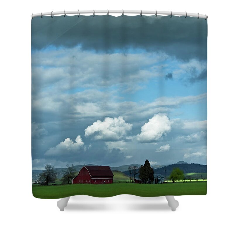 Adria Trail Shower Curtain featuring the photograph Farm Under the Sky by Adria Trail