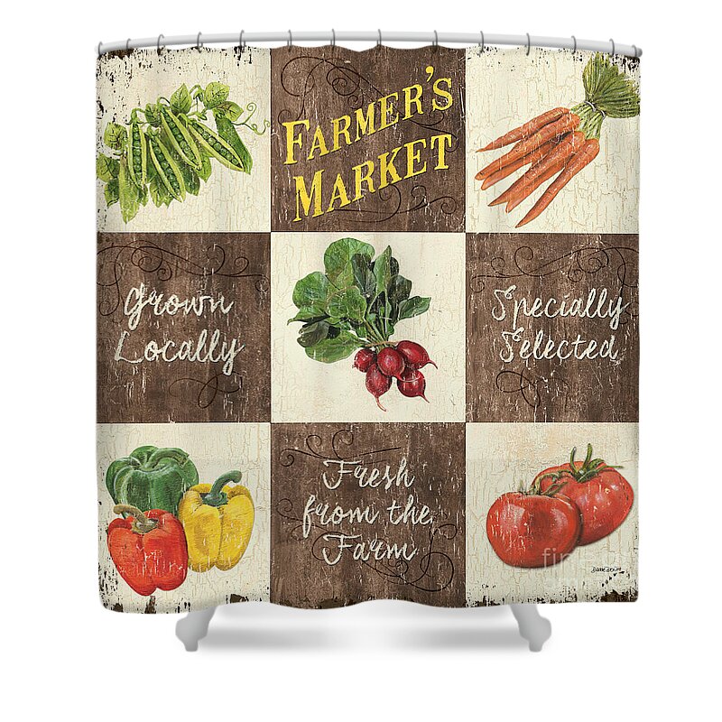 Organic Shower Curtain featuring the painting Farmer's Market Patch by Debbie DeWitt