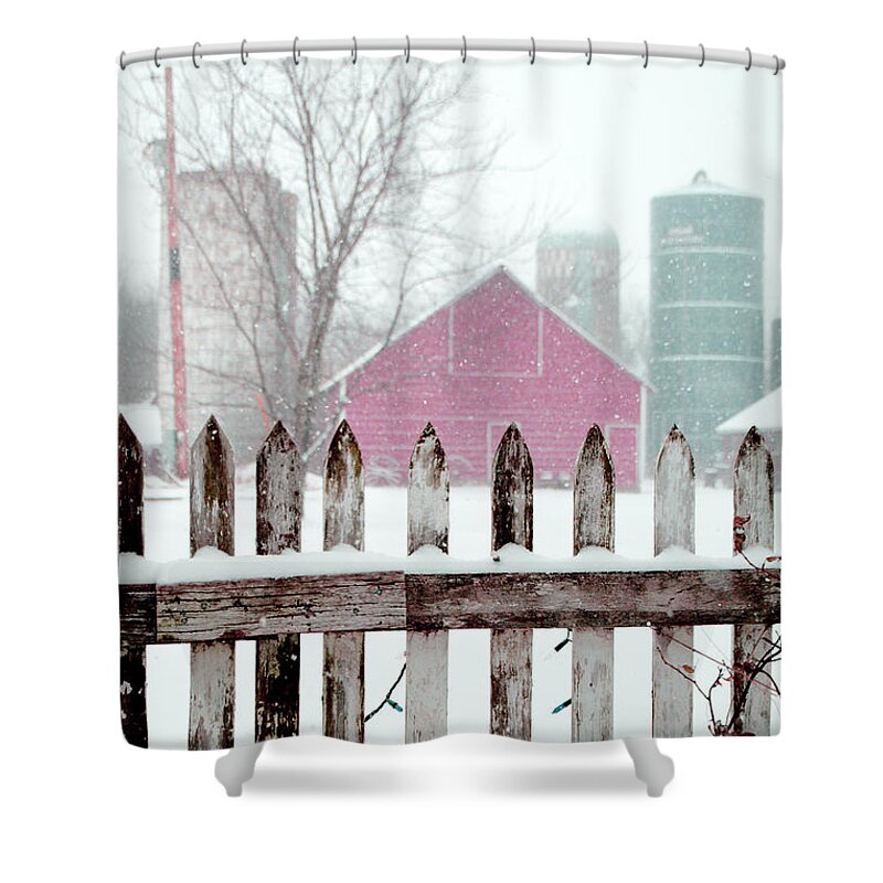 Farm Shower Curtain featuring the photograph Farmline Christmas by Troy Stapek