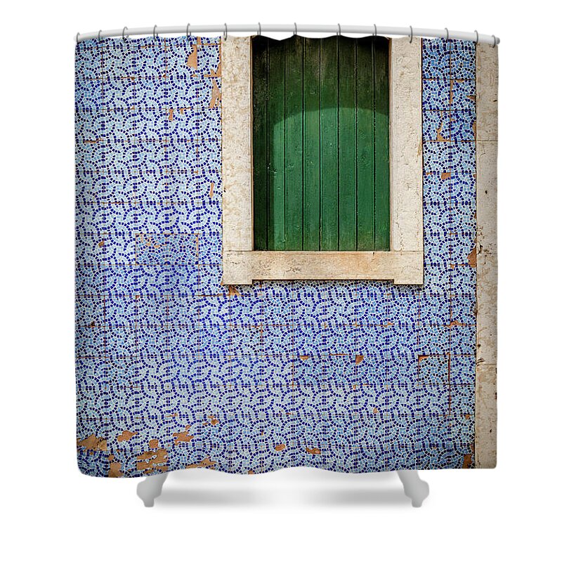 Faro Shower Curtain featuring the photograph Faro Blue Tiles by Nigel R Bell
