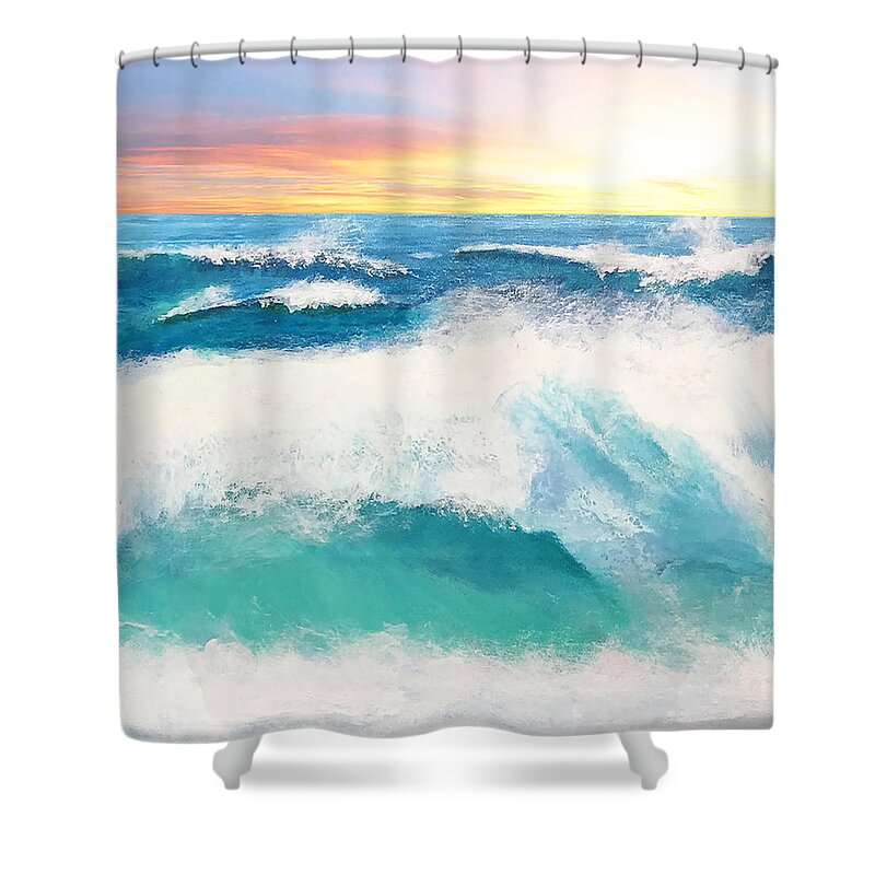 Ocean Shower Curtain featuring the painting Farthest Ocean by Linda Bailey