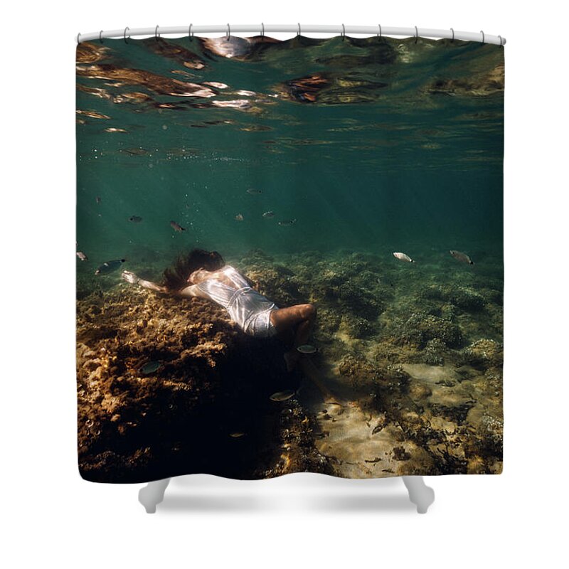 Swim Shower Curtain featuring the photograph Fashion Mermaid by Gemma Silvestre
